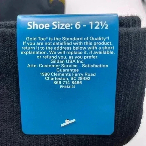 GoldToe Black Long Crew Socks size 6 - 12 1/2 - Picture 3 of 4